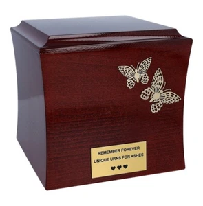 Special urn for human ashes wooden casket Decorative urn with butterflies - Picture 1 of 10