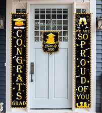 luck sea 3Pcs Graduation Banners Party Supplies 2020 Decorations Door Porch Grad