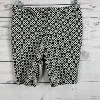 Bermuda WHBM feminina 8 preta branca sarja casual bolsos elásticos cidade - Imagem 1 de 4