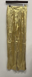 Derek Lam 10 Crosby, Women's Zip Shiny Trouser Pants, Gold, Size 4, NWOT - Picture 1 of 7