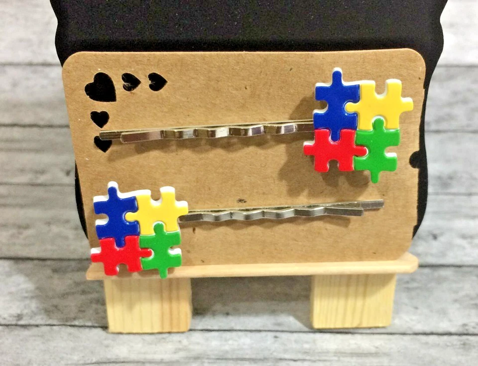 AUTISM AWARENESS Puzzle Decorative Bobbie Pins Hair Clip Pin Charm Accessories - Image 1 of 1