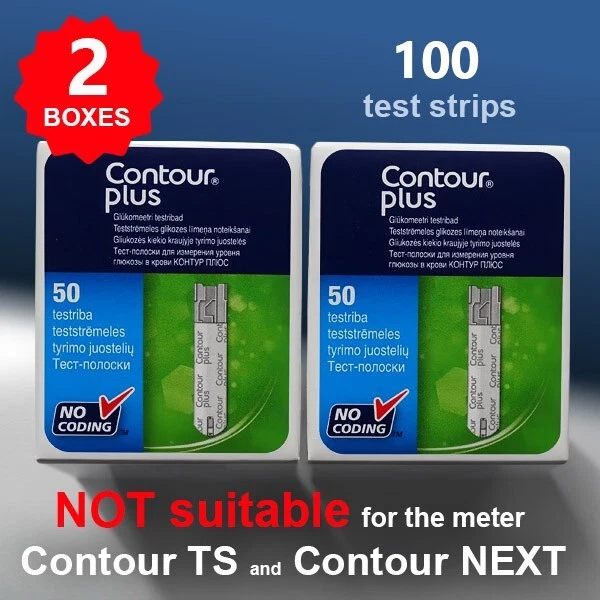 ASCENSIA (Bayer) Contour Plus TestStrips 2 boxes(1 box=50strips) Exp 2026-05 - Bild 1 von 1