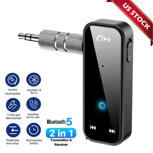 USB Wireless Bluetooth 5.0 Transmitter Receiver for Car Music Audio Aux Adapter - Afbeelding 1 van 7