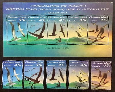 ISLAS NAVIDAD 1992 Aves Marinas 1 x M/S MNH, 1 x Juego VFU (B303) Foto 1 de 2