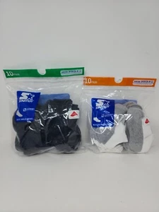 2 Packs 10 Pairs Socks Starter Boys Small Shoe 6-9.5 Ankle No Show Black White - Picture 1 of 7
