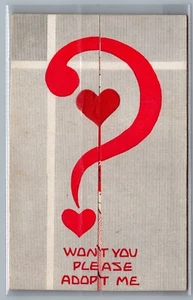 Postal plegable de San Valentín, quiero que, por favor, adoptame. c1919 - Imagen 1 de 4