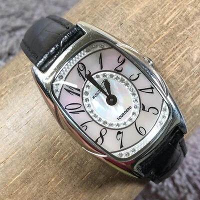 Tourneau Watch Gear Women Pave Mother of Pearl Dial Leather Quartz 26mm Watch 7' - Image 1 of 4