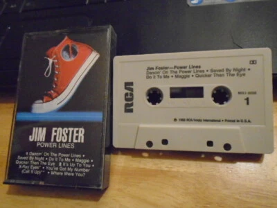 RARE OOP Jim Foster CASSETTE TAPE Power Lines 1986 LOVERBOY Powder Blues skywalk - Image 1 of 2