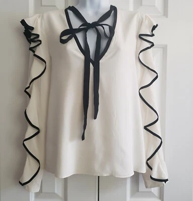 Blusa Alexis Mujer Seda Volantes S Elegante Femenina Boho Lazo Coqueta Regencia Foto 1 de 4