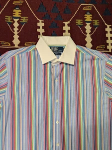 VTG Polo Ralph Lauren Striped Dress Shirt, L, Regent Custom Fit - Picture 1 of 5