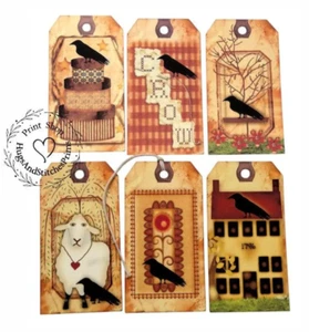 Etiquetas colgantes ESTILO PRIMITIVO FOLKART CUERVO ETIQUETAS MIXTAS #T 110 etiquetas de regalo - Imagen 1 de 4