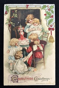 Vintage 1913 John Winsch Christmas Children & Santa Postcard Germany Embossed - Picture 1 of 9