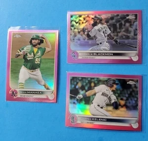 2022 Topps Chrome Baseball Pink Refractors 3-Card Lot Blackmon Manaea Kelenic🔥 - Picture 1 of 7