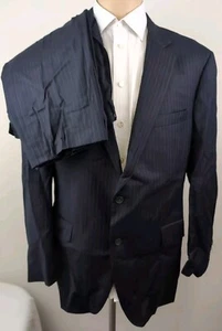 Samuelsohn SB Ashton Super 130's Mens Navy Striped 2 Piece Suit Size 40R W36X30 - Picture 1 of 20