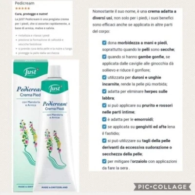 Crema Piedi Just 100ml Pedicream Just  Rimedio Per Piedi Screpolati E Induriti  - Immagine 1 di 2