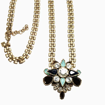 Collar Colgante Cristal Estrás Banana Republic Cadena Larga Oro Lariat Opera Foto 1 de 4