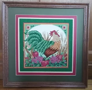 Gallo Punta de Aguja Enmarcado Roble Triple Estera Rojo Verde Frutas Granja Colorido Cocina - Imagen 1 de 1
