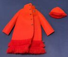 Vintage Barbie Coat Hat Fiery Felt #1789 Orange Felt Fringe Minty