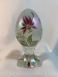 FENTON Art Glass HAND PAINTED EGG on Pedestal  882/3000 Brian Fluharty - Picture 1 of 10