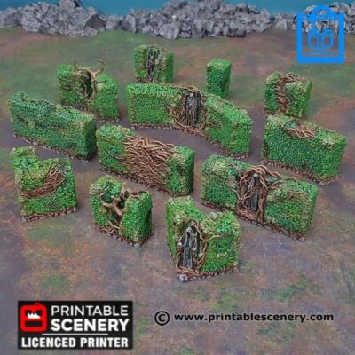 PRINTABLE SCENERY Modular Hedge Maze Tabletop Gaming Scatter Terrain 3D Print 10/15/20/28/32MM