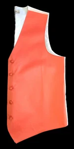 Men's Orange Tuxedo Vest Satin Fullback Formal Wedding Groom Church Suit 2XL - Picture 1 of 3