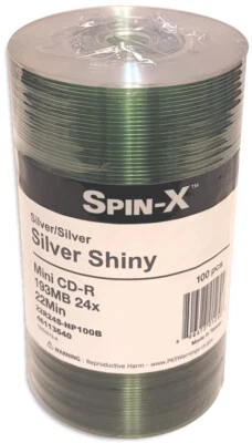 1000-Pak Spin-X 3-Inch Mini Silver Top 24X 8cm CD-R's & Mini Sleeves! - Image 1 of 2