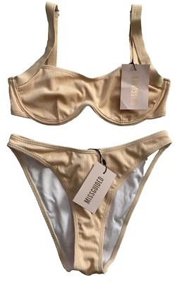 MISGUIDED  Light Orange Underwire Top + Boomerang 2 Piece Bikini Swimsuit 6  NEW Foto 1 de 4