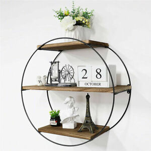 Industrial Large Round Wall Mounted Shelves Strong Floating Shelves Storage Unit