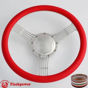 14 "Banjo Billet Volantes Red Half Wrap GMC GTO Cherokee Jeep w / Horn - Imagen 1 de 11