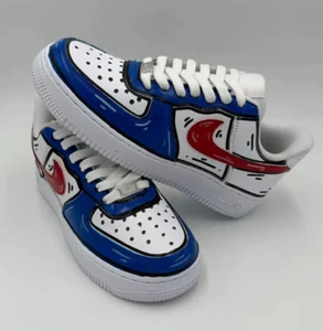 Air Force 1 Custom Shoes USA Patriot Red White Blue Cartoon Graffiti Street Art - Picture 1 of 22