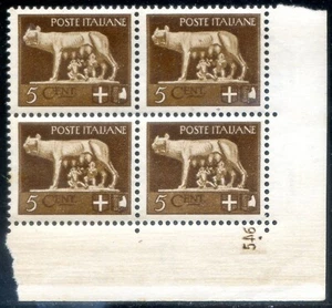 Regno d'Italia 1929 Imperiale n. 243 ** quartina angolo di foglio numero (mr029) - Imagen 1 de 2
