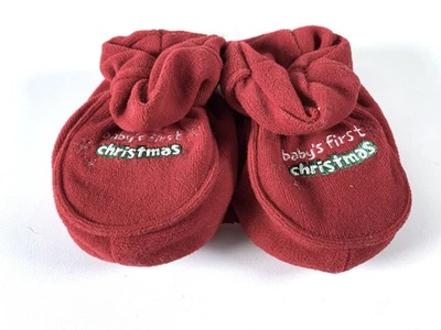Carter's Baby's First Christmas Bootie Slippers Shoes Santa Red Girls 6-12 Month - Image 1 of 4