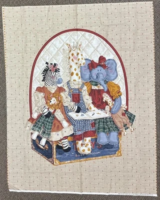 Toy Chest Nursery Quilt Panel 1998 36" x 46" Daisy Kingdom #3688 Animals Dolls - image 1 of 2