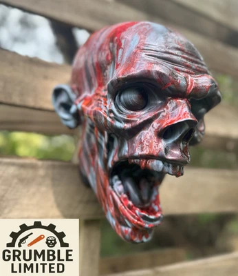 Zombie Head – Wall Mounted Undead Horror Prop - Handmade - Coated - 12" - Image 1 of 4