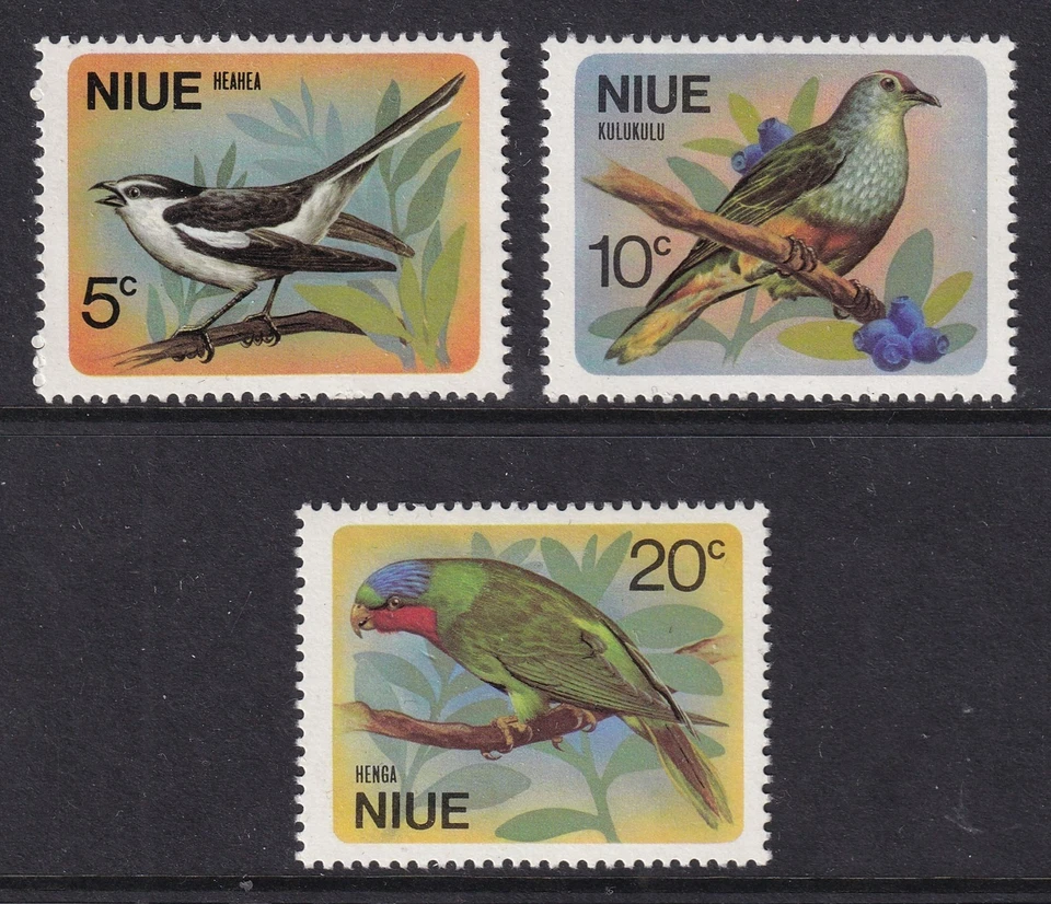 Conjunto de 3 pássaros NIUE 1971 SG 158-160 MLH/* - Imagem 1 de 1