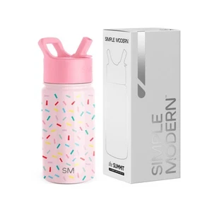 Kids Summit Water Bottle with Straw Lid | 14oz Stainless Steel Cup Insulated ... - Picture 1 of 7