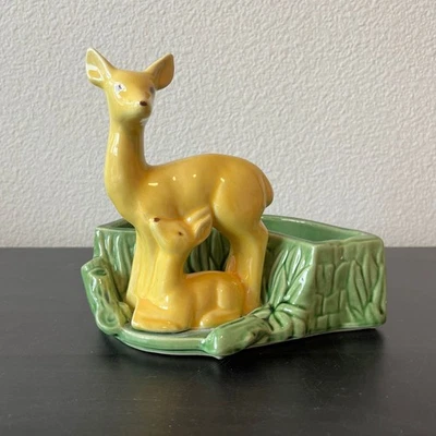MCM Shawnee Pottery Deer Planter  Mother with Fawn Vintage 1950s - Image 1 of 4