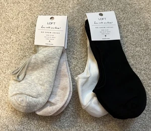 New - 2 Packs LOFT No-Show Socks, Total 4 Socks - Black, White, Gray & Pink - Picture 1 of 4