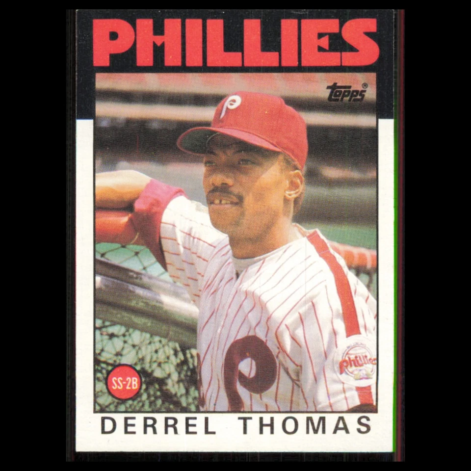 Derrel Thomas #158 1986 Topps Philadelphia Phillies Baseball Card MLB NM - Image 1 of 3