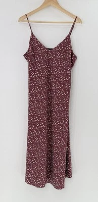 Vestido sin Mangas Forever 21 Para Mujer Granate Floral Satén Talla XL Cottagecore Boho Evento Foto 1 de 4