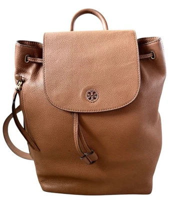Mochila Tory Burch Brody Bolso Multi Bolsillo Cuero Guijarro Marrón Foto 1 de 4