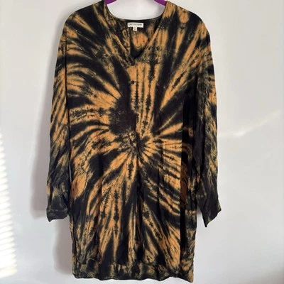 Top túnica tie dye Earthbound Trading Co para mujer talla M amarillo negro hippie grunge Foto 1 de 4