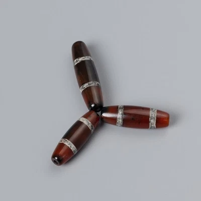 Lots Of Himalayan Tibetan Carnelian Chung Dzi Beads Enigmatic Stripes - Image 1 of 4