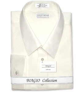 Biagio Mens 100% COTTON Solid CREAM Color Dress Shirt sz 17.5 32/33 - Picture 1 of 4
