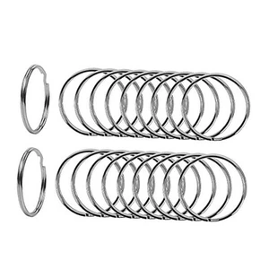 2 Inch Flat Key Rings - Large Split Key Rings - Silver Steel Round Edged - Picture 1 of 8