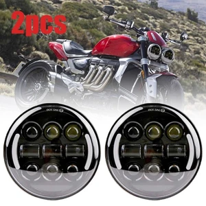 5.75" Black LED Headlight For Triumph Speed/Street Triple Thunderbird Rocket3 2X - Picture 1 of 11