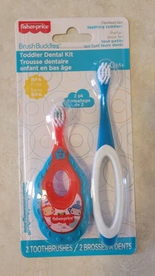 Fisher Price Brush Buddies Toddler Dental Kit 2 Toothbrushes & Teething Ring - Image 1 of 2