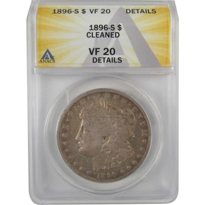 1896 S Morgan Dollar VF 20 Details ANACS Silver $1 Coin SKU:I19308 - Image 1 of 4