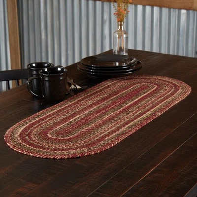 TableRunner Cider Mill Jute Primitive 13x36 Oval Stripe Kitchen Decor VHC Brands - Image 1 of 4