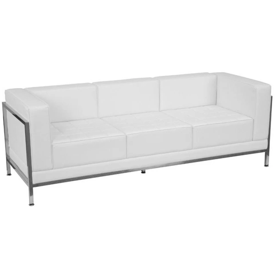 Flash Furniture Imagination Leather Reception Sofa in White - Image 1 of 2